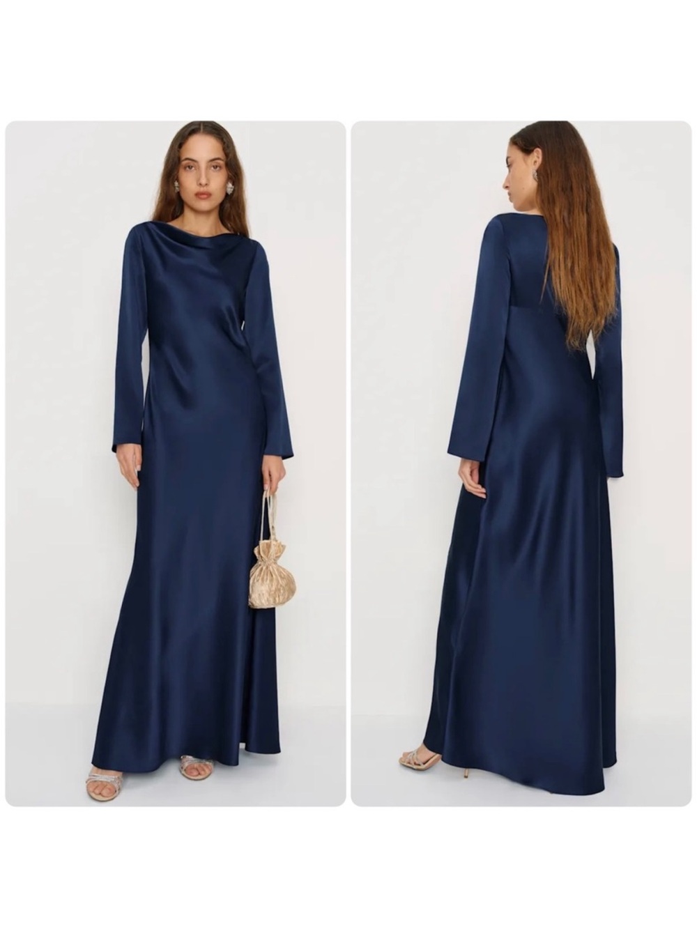 Reformation Pike Silk Maxi Dress Navy